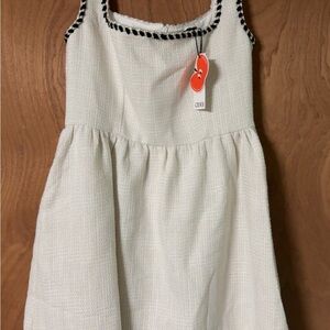 Cider Cream Tweed Party Dress with Black Trim